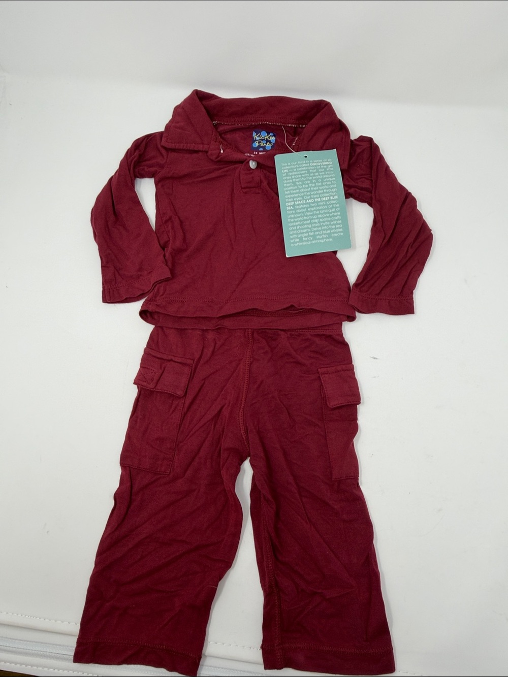 Kickee Pants Burgundy Two-Piece Matching Set bamboo NWT size 3-6m